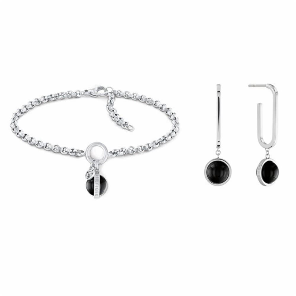 Bracelet and Earrings Set Tommy Hilfiger 2770171 Black Silver