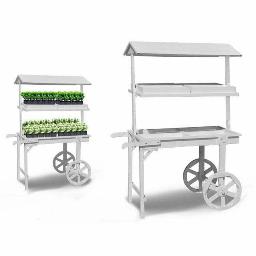 Flowerpot Standt with Wheels Ibergarden White Wood 121 x 171 x 59 cm