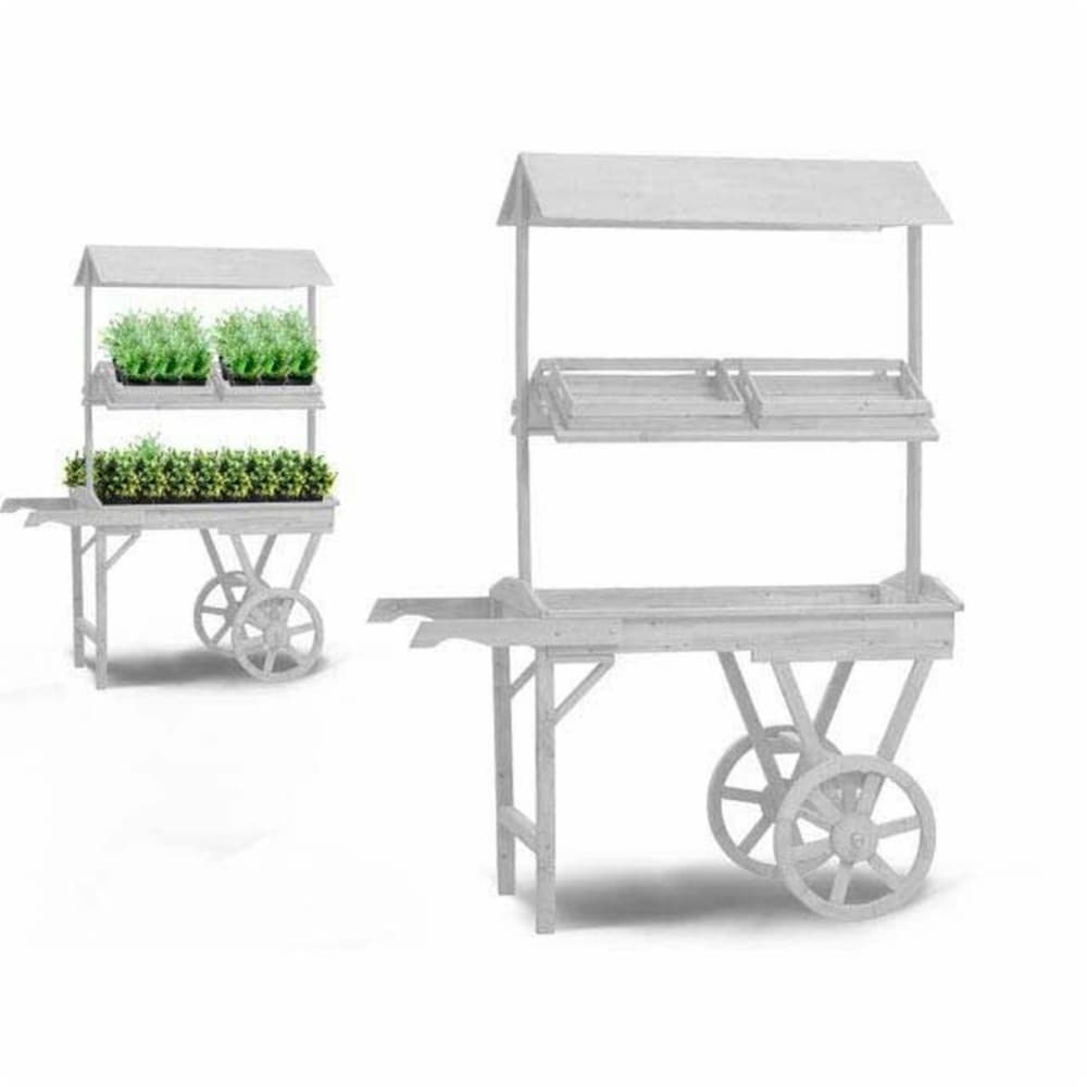 Flowerpot Standt with Wheels Ibergarden White Fir wood 118 x 176,5 x 58 cm