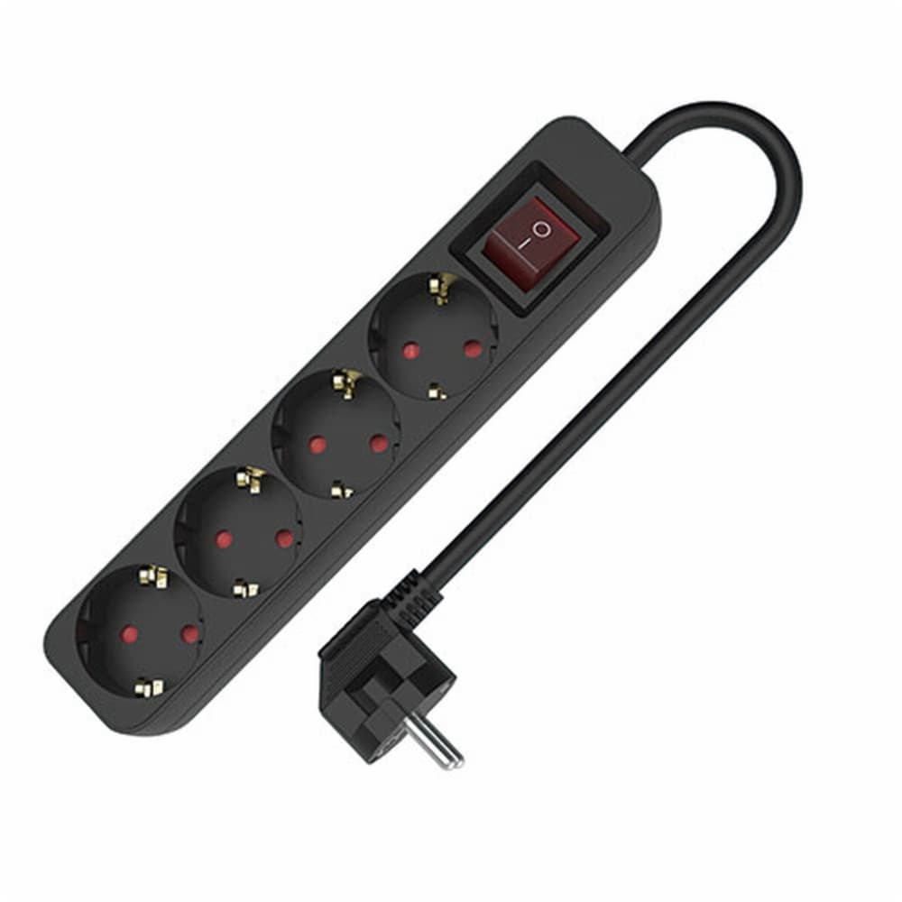 4-socket plugboard with power switch TM Electron 3680 W Black (1,5 m)