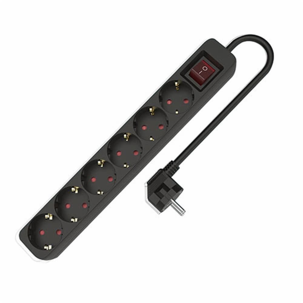 Power Socket - 6 Sockets with Switch TM Electron 3680 W Black (1,5 m)
