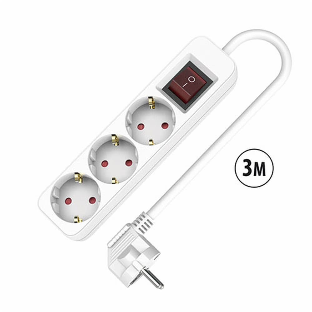 3-socket plugboard with power switch TM Electron 3680 W White (3 m)