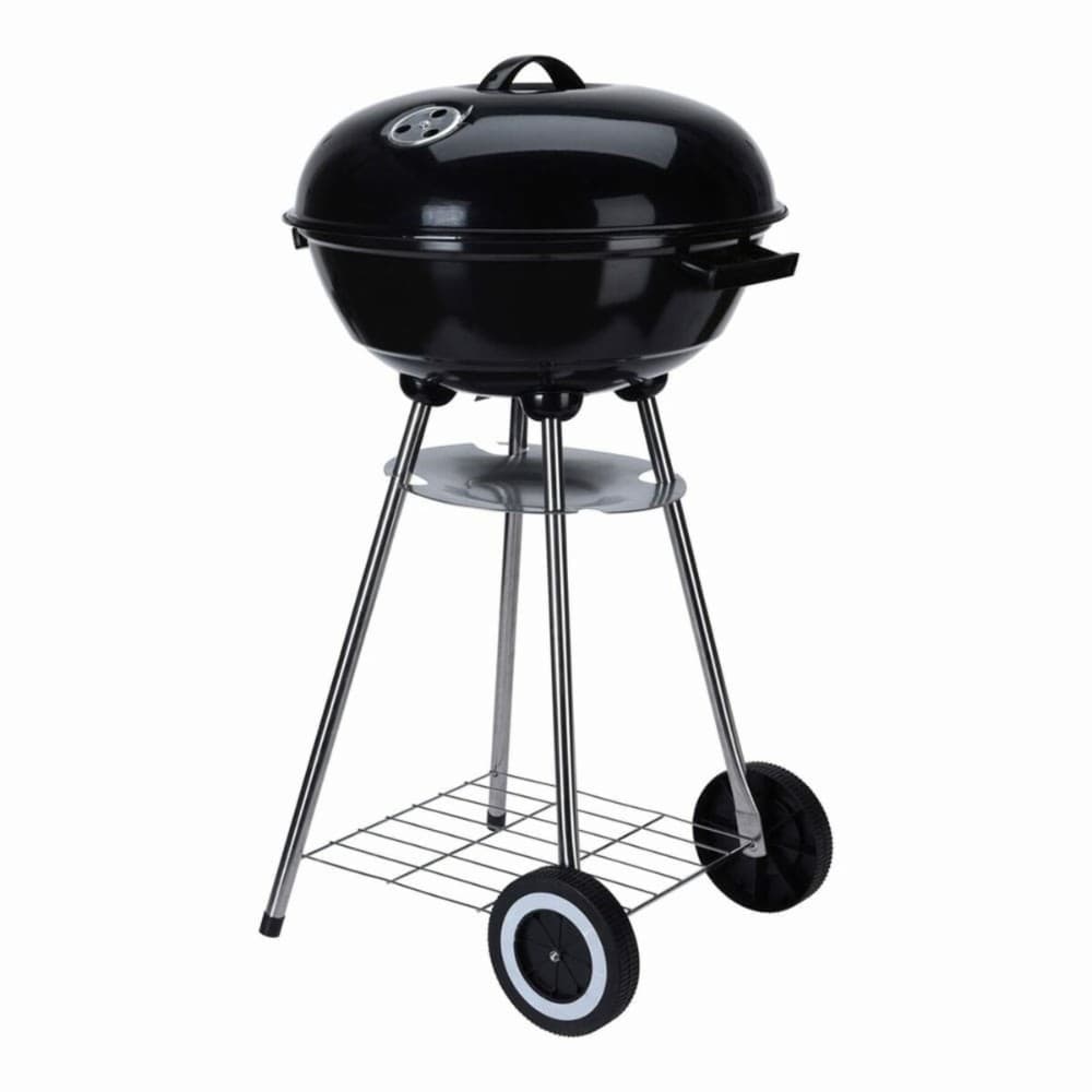 Coal Barbecue with Wheels Black Enamelled Steel Circular