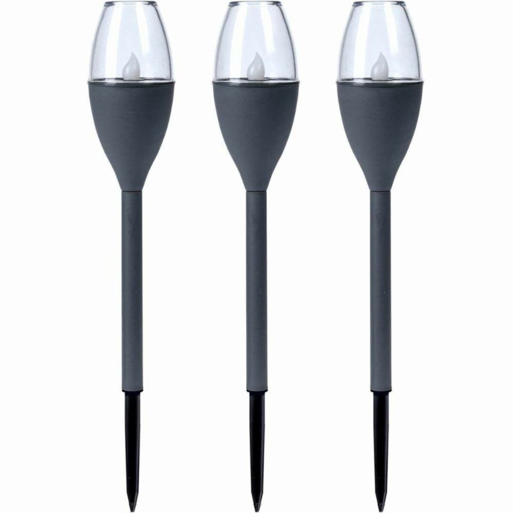 Set of solar garden torch lights Progarden Dark grey 21 x 8 x 31 cm Plastic