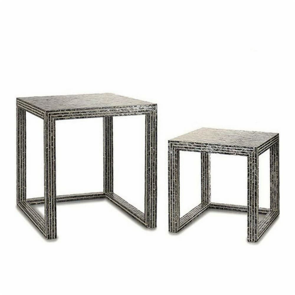Side table Gift Decor BIG-S3603676 Grey Mother of pearl 42,5 x 61 x 60 cm (2 Pieces) (2 Units)