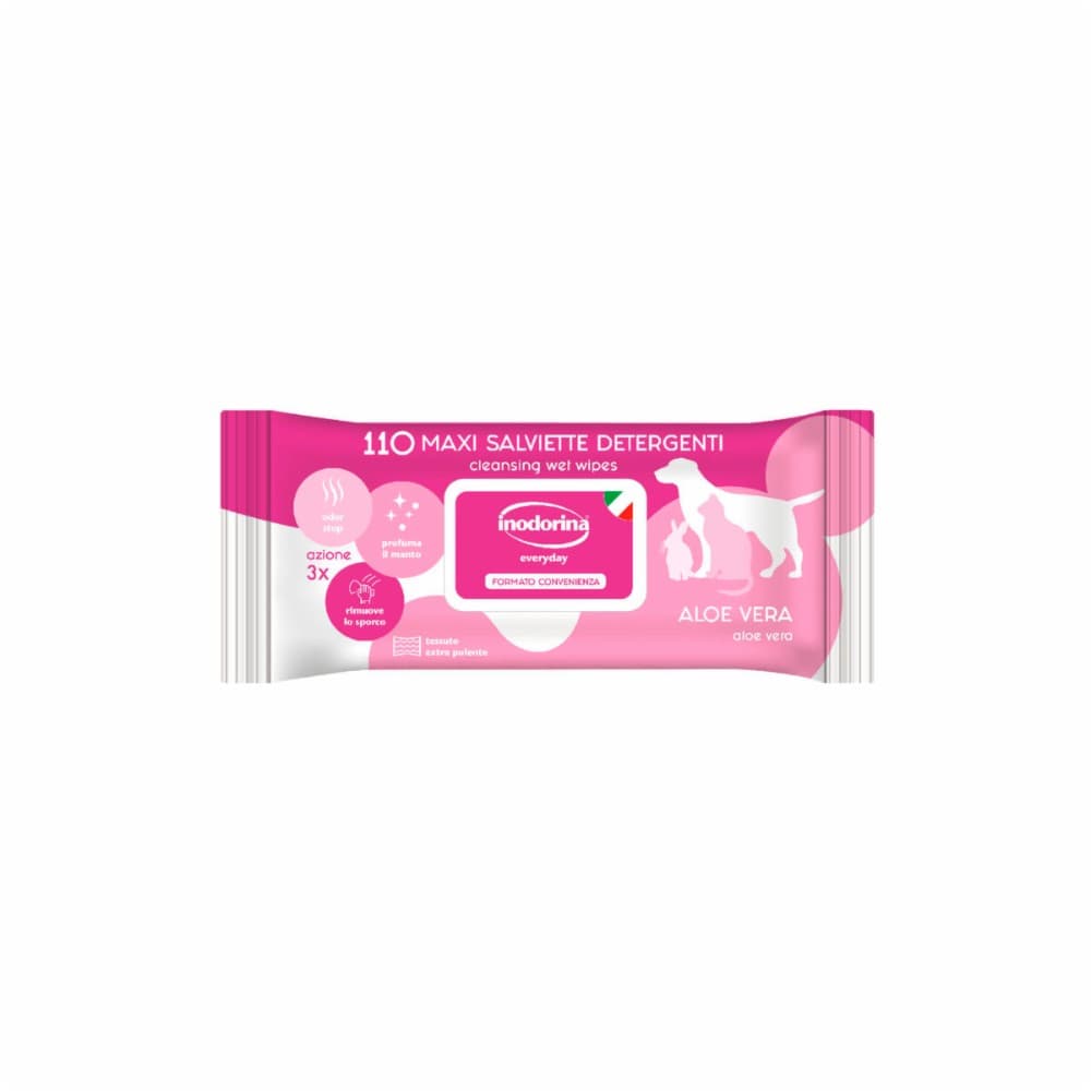 Wet Wipes for Pets Inodorina Aloe Vera 110 Units