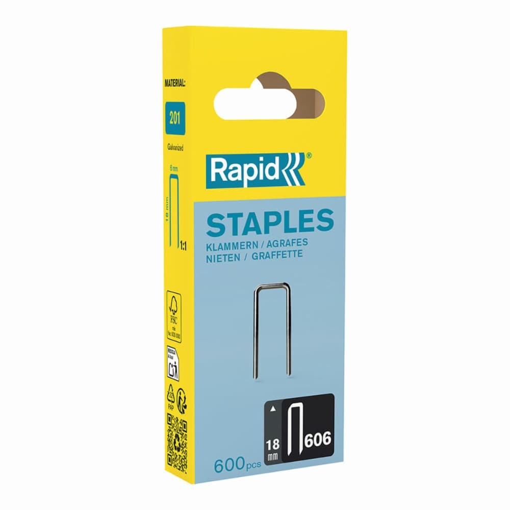 Staples Rapid 606 18 mm Galvanised (600 Units)