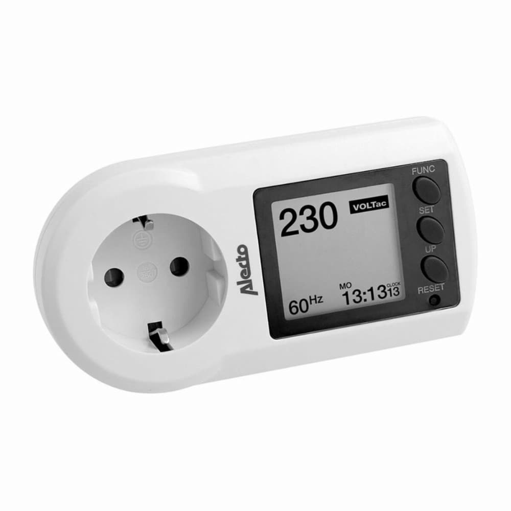 Plug with electricity consumption monitor Alecto White 3680 W