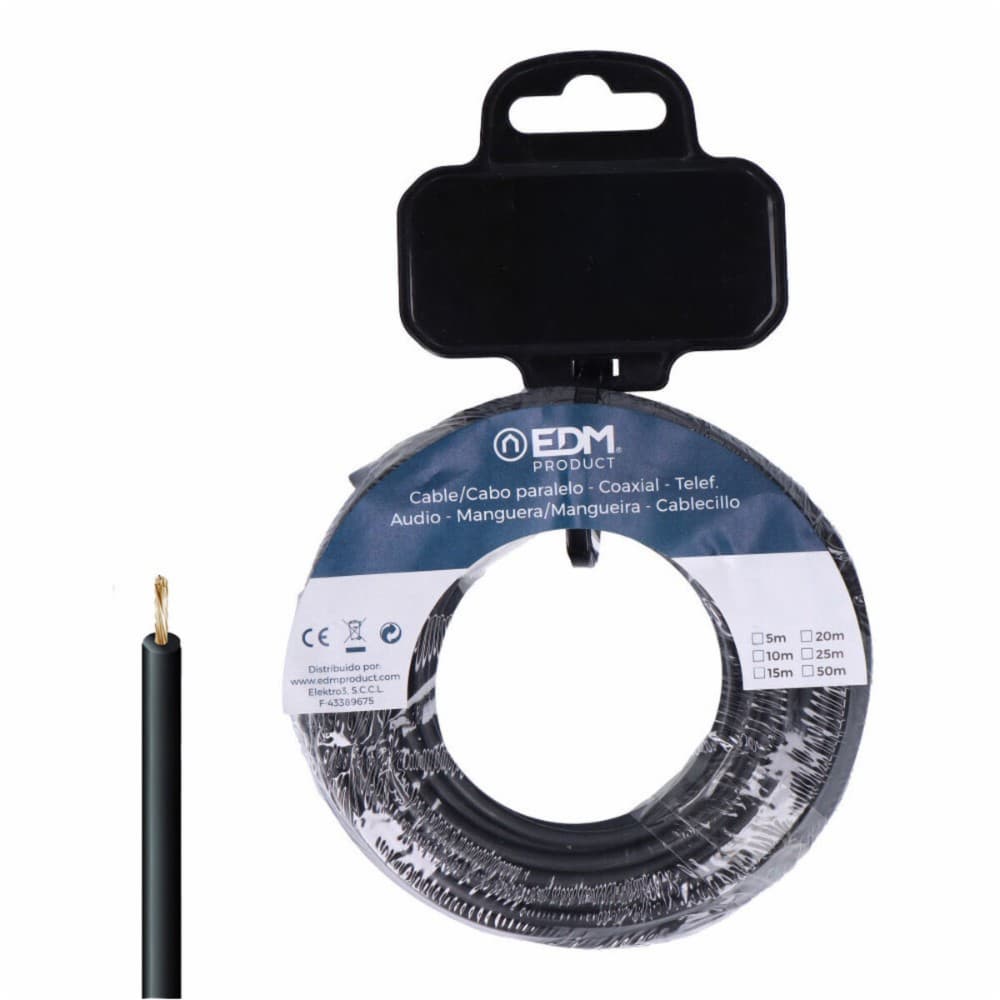 Single Core Electric Cable EDM 28575 Black 5 m h07z1-k