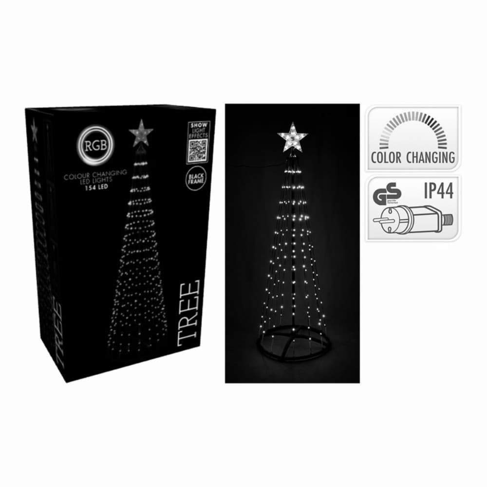 Christmas Tree BASIC & CO Black RGB 1,5 m Metal Plastic Christmas Star Christmas Tree LED