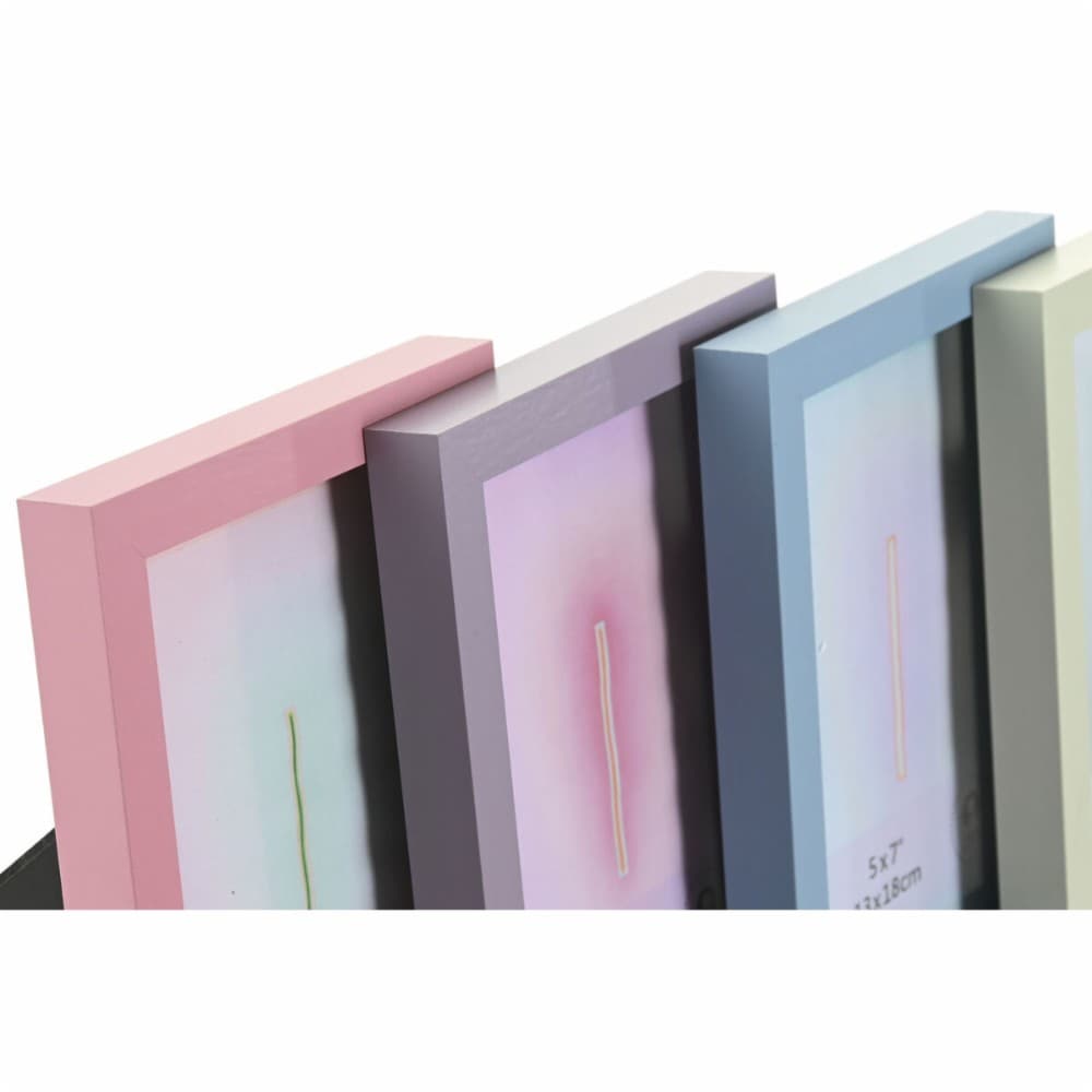 Photo frame Home ESPRIT Blue Green Crystal MDF Wood Urban (4 Units)