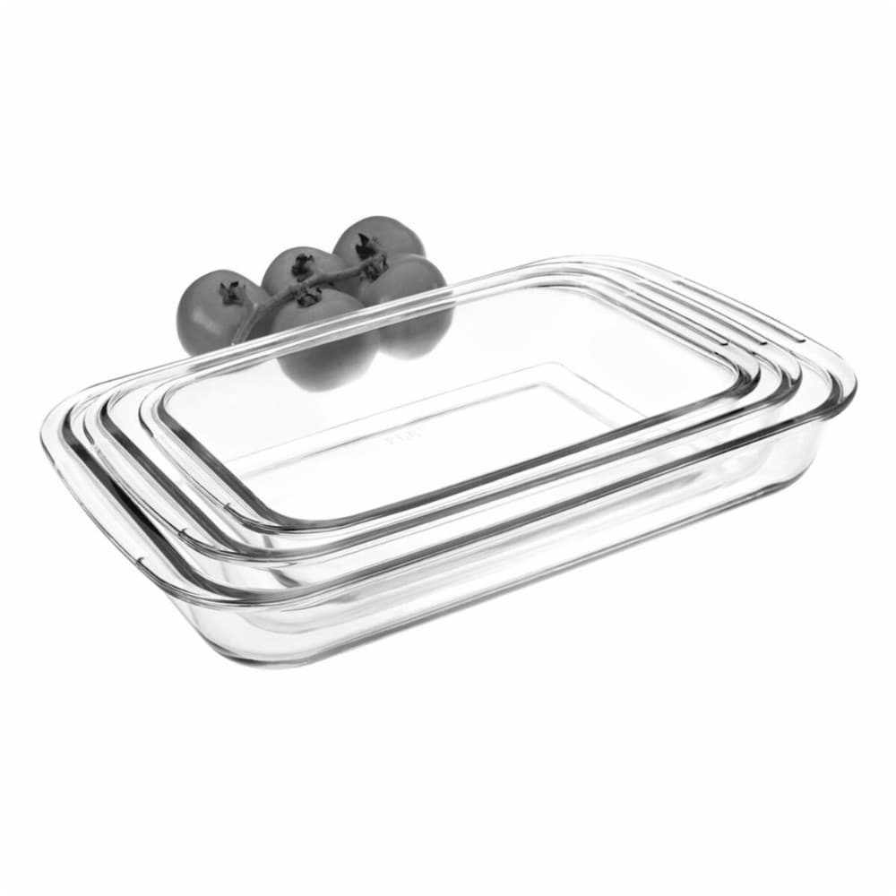 Baking tray Ibili 34,5 X 20,5 X 5 CM 39,3 X 23,6 X 5 CM 29,5 X 17,5 X 5 CM Transparent Metal Plastic 1 L 3 Units (3 Pieces)