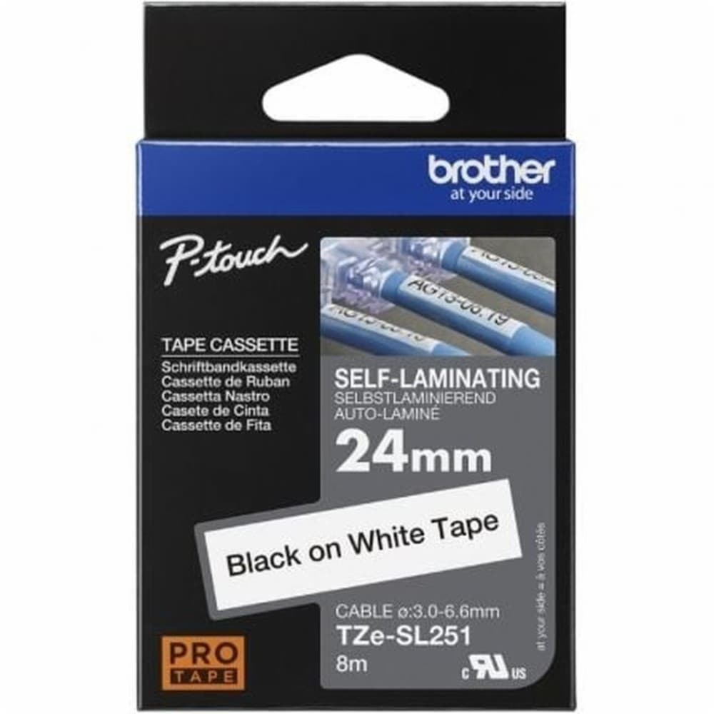 Laminated Tape for Labelling Machines Brother TZe-SL251 White Plastic