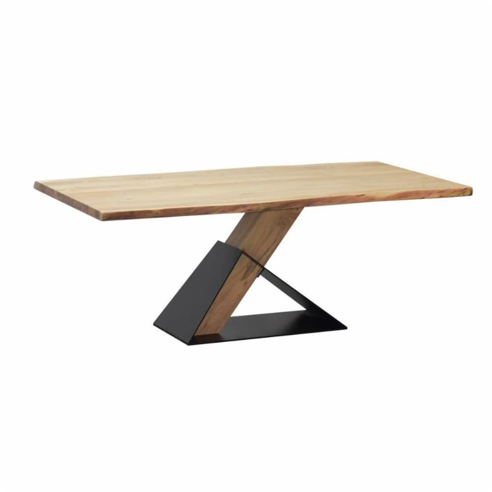 Dining Table Home ESPRIT Black Natural Metal Acacia 200 x 100 x 76 cm