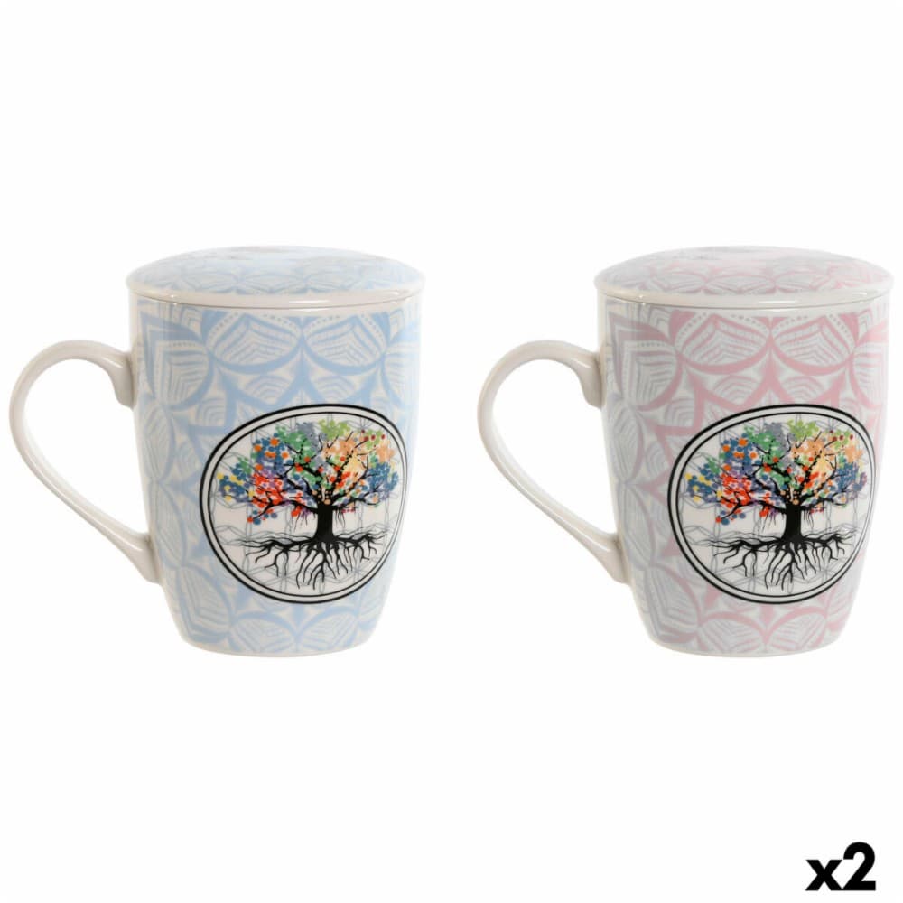 Cup with Tea Filter Home ESPRIT Blue Pink 340 ml (2 Units)