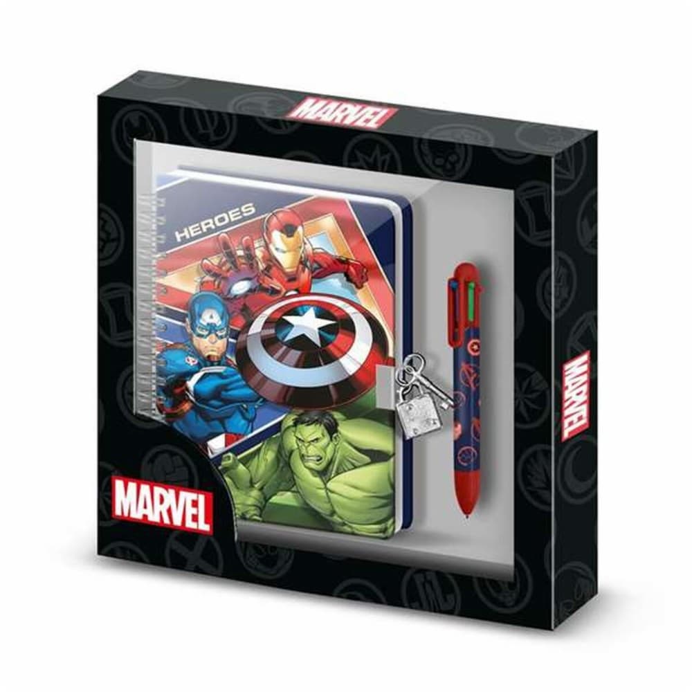 Spiral Notebook with Pen The Avengers Blue 24 x 23 x 2,5 cm A5