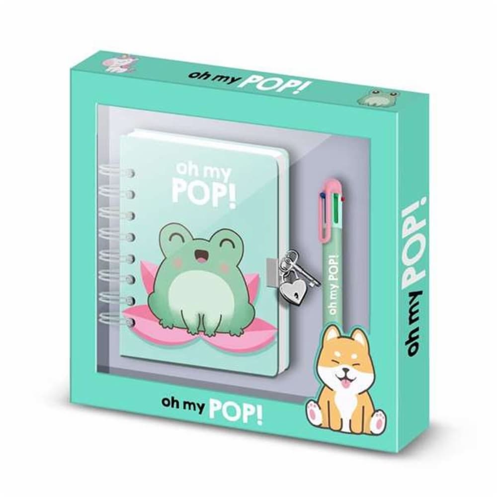 Spiral Notebook with Pen Oh My Pop! Turquoise 24 x 23 x 2,5 cm A5