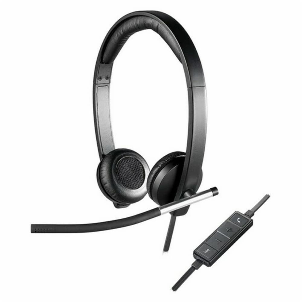 Headphones with Microphone Logitech 981-000519 USB 2.0 Black Silver
