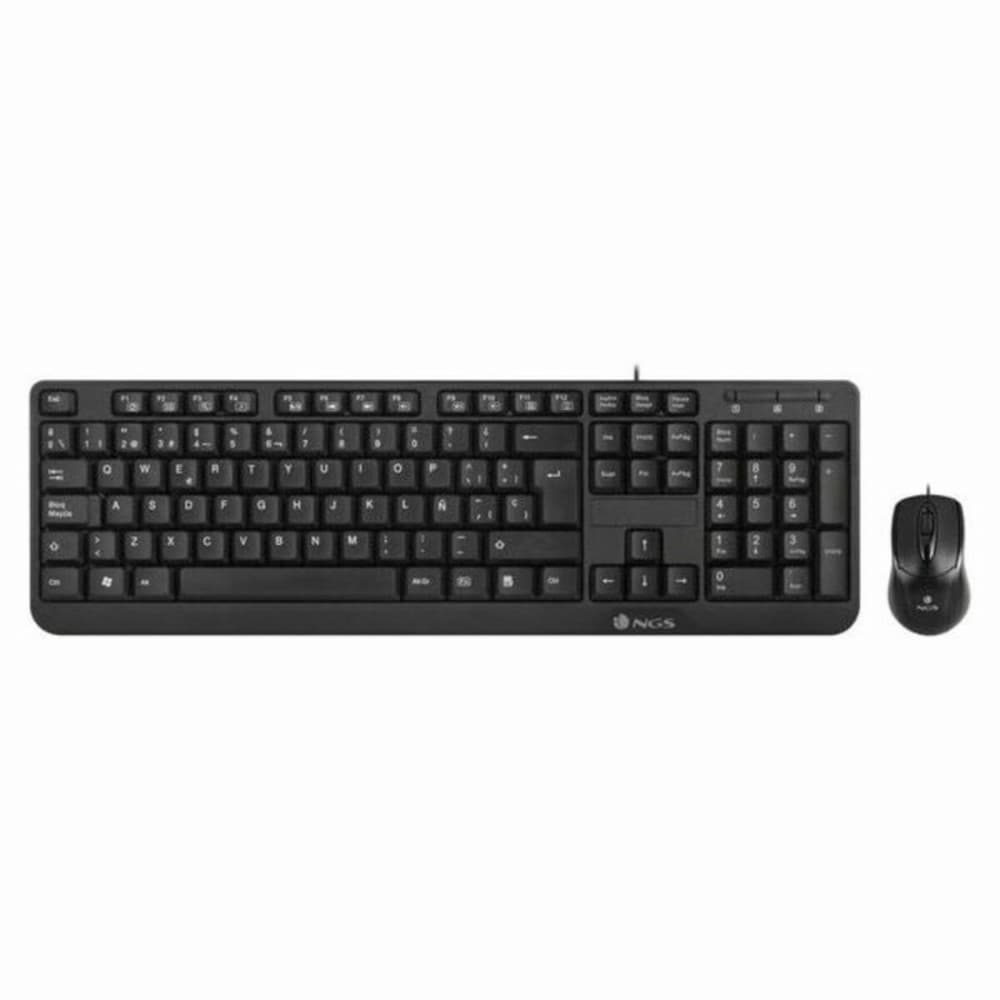 Keyboard and Mouse NGS Cocoa Kit Black Spanish Qwerty