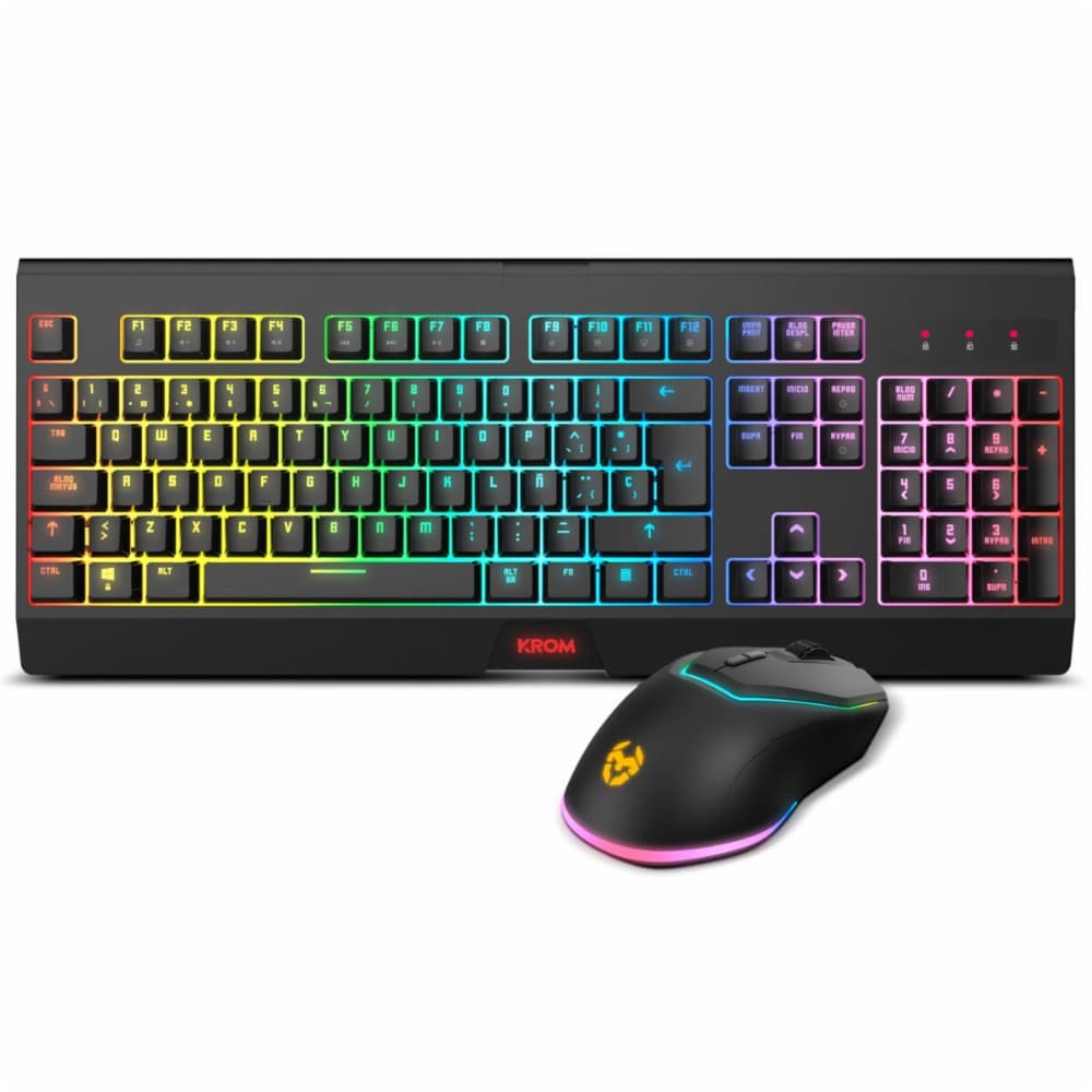 Keyboard and Mouse Krom Kabala Black Multicolour Spanish Qwerty
