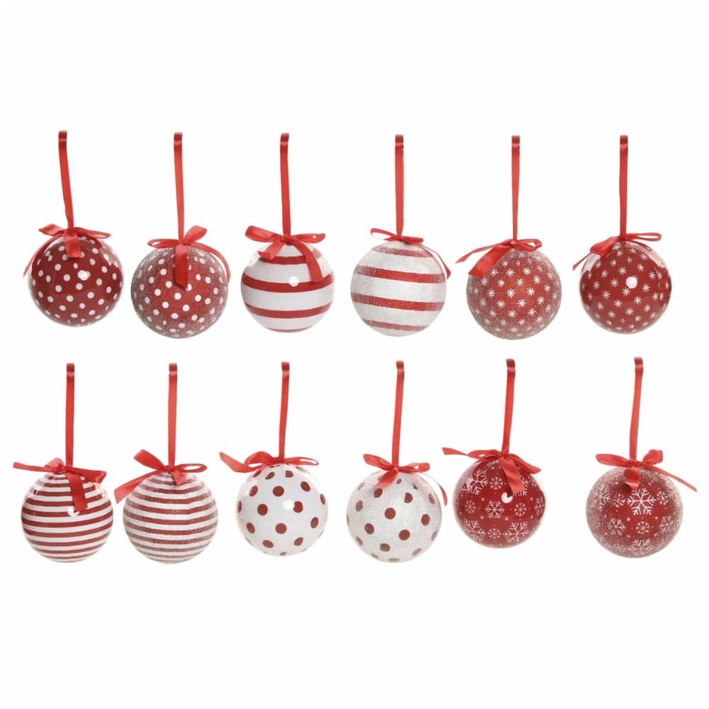 Christmas Bauble Home ESPRIT White Red PVC (14 Pieces)